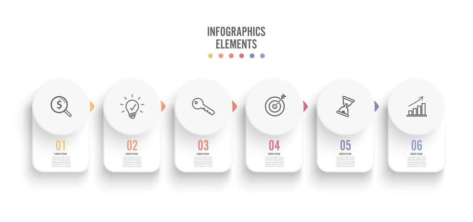 Abstract elements of graph infographic template with label, integrated circle Stock Illustration