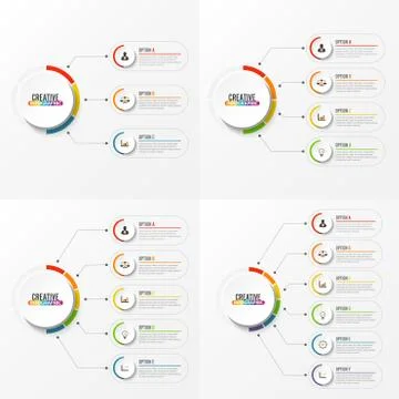 Abstract elements of graph Vector infographic template with label, integrated Stock Illustration