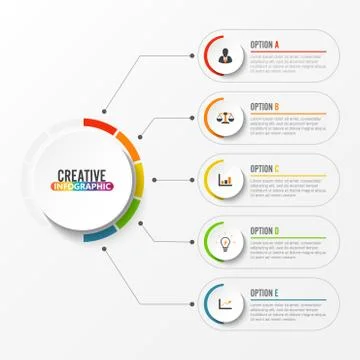Abstract elements of graph Vector infographic template with label, integrated Stock Illustration