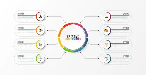Abstract elements of graph Vector infographic template with label, integrated Stock Illustration