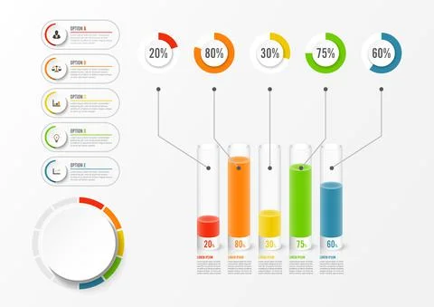 Abstract elements of graph Vector infographic template with label, integrated Stock Illustration