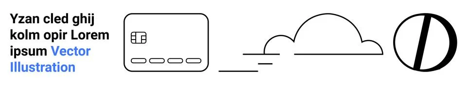 Abstract elements including a secure chip framed shape, cloud with lines, and 스톡 일러스트