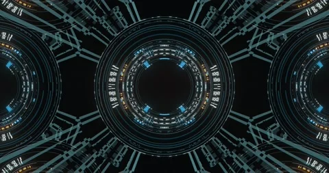 Abstract elements with lines, lights and tech circles. Stock Footage 155211524