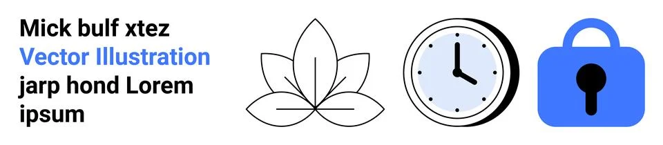 Abstract Elements of Nature, Time, and Security with Sample Text in Flat Desi 스톡 일러스트