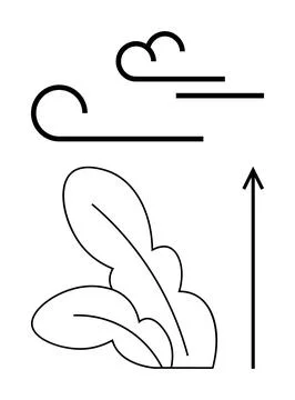 Abstract Elements of Nature Wind, Arrow, and Leaves Depicting Growth and Mo.. Stock Illustration