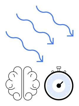Abstract Elements Representing Brain Function and Time Management Concepts Stock Illustration