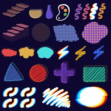 Abstract elements retro vector set collection Stock Illustration