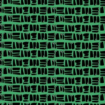 Abstract elements seamless pattern on green background design Stock Illustration