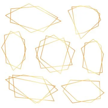 Abstract elements set of geometrical polyhedron for wedding invitation, templ Stock Illustration