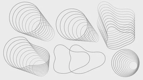 Abstract elements waves blend lines dotted set. Vector illustration. Stock Illustration