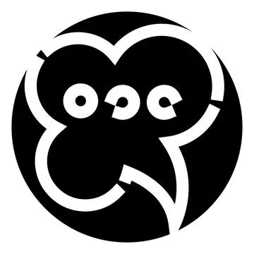 Abstract elephant head logo within a black circle Ilustración de archivo