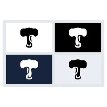 Abstract Elephant T Letter Logo Design Concept Stock Illustration