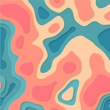 Abstract elevation map.Green paper cut out in trendy style イラスト素材