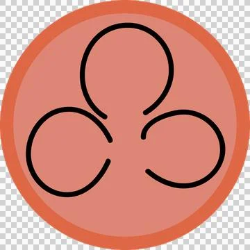 Abstract emblem is being shown in flat style, orange ring and black arcs on Ilustración de archivo