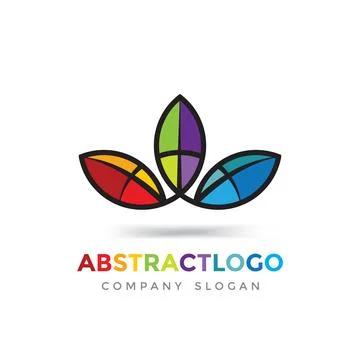 Abstract Emblem Colorful Leaf, Tree Leaf Sign, Flower icon, Health Logo Stock Illustration