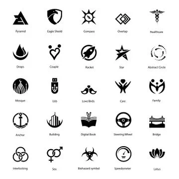 Abstract Emblems Solid Vectors Pack Stock Illustration