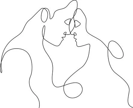 Abstract embrace of two faces Vector Stock Illustration