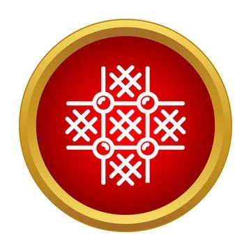 Abstract embroidery pattern icon with red circle Stock Illustration
