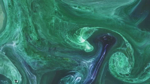 Abstract emerald green fluid marble with elegant gold veins and swirls Stock Footage 331593143