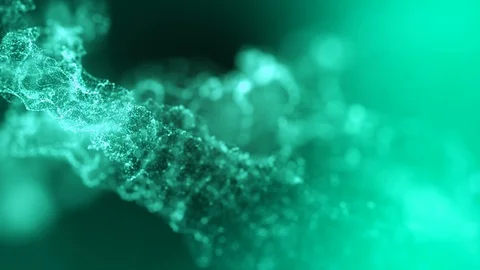 Abstract emerald green light particles strings floating in virtual space Stock Footage 108339801