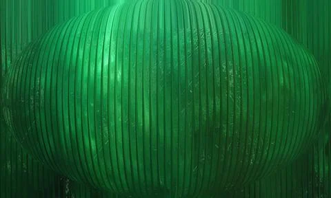 Abstract Emerald Green Spherical Distortion with Ribbed Texture and Vertica.. 스톡 일러스트