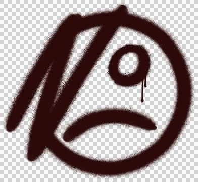 Abstract emoticon in vector brush design is showing frown and teardrop on Stock Illustration