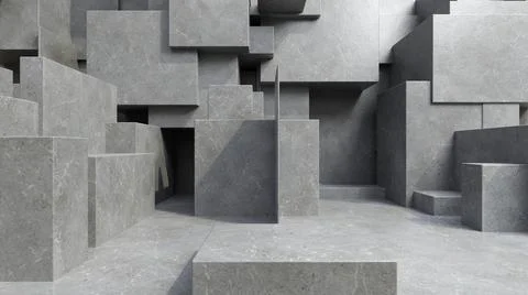 Abstract Empty Background of Concrete Cubes Illustrazione stock