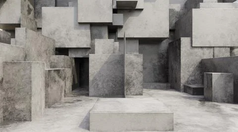 Abstract Empty Background of Concrete Cubes Illustrazione stock