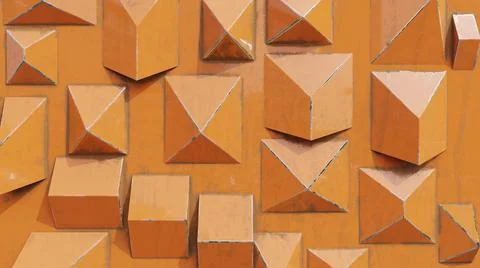 Abstract Empty Background of Metal Pyramids Illustrazione stock