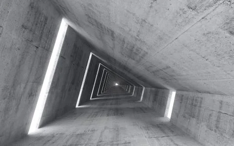 Abstract empty concrete interior, 3d render of pitched tunnel Stockillustratie