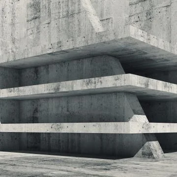 Abstract empty concrete interior with floors, 3 d Stock Illustration