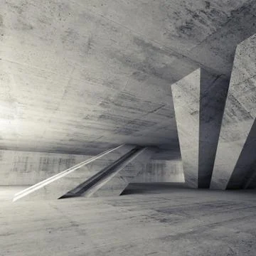 Abstract empty concrete room, 3d interior Stock Illustration