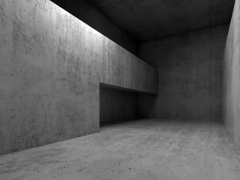 Abstract empty concrete room interior, 3d render Stockillustratie