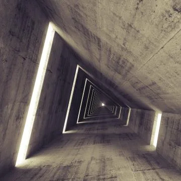 Abstract empty dark concrete interior, 3d render of tunnel Illustrazione stock