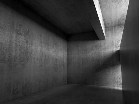 Abstract empty dark concrete room interior 3d Stock Illustration