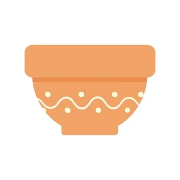 Abstract empty flower pot with wavy line and dots. Isolated flat style design Stock Illustration