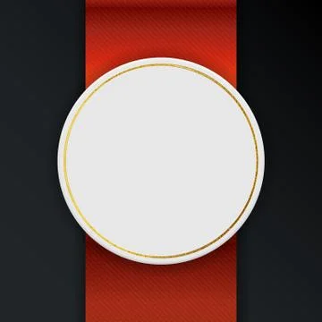 Abstract Empty Frame with Red ribbon and Golden Elements.  Illustration Stock Illustration