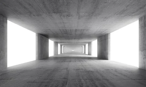 Abstract empty gray concrete interior background, 3d render イラスト素材