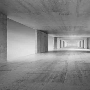 Abstract empty gray concrete interior background, 3d render Illustrazione stock