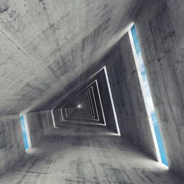 Abstract empty gray concrete interior, 3d render of tunnel 스톡 일러스트