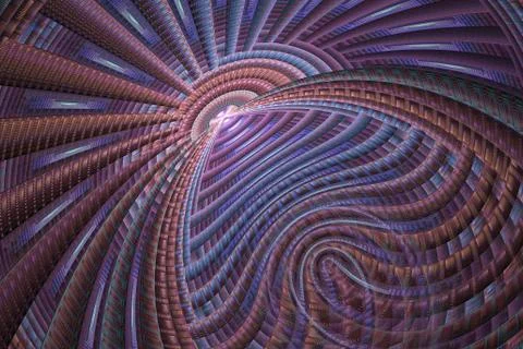 Abstract empty hall with textured walls. Computer-generated fractal in blue,  Stock Illustration