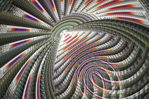 Abstract empty hall with textured walls. Computer-generated fractal in red, v Stock Illustration