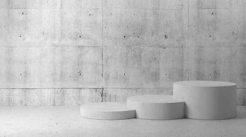 Abstract empty interior with white podium, 3d Stock Illustration