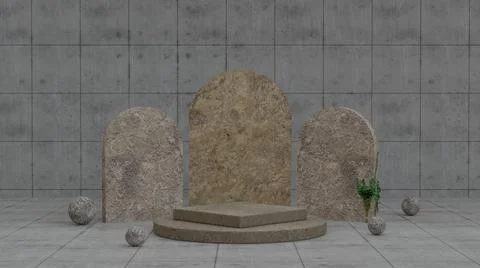 Abstract empty mockup stone podium 3D render illustration Stock Illustration