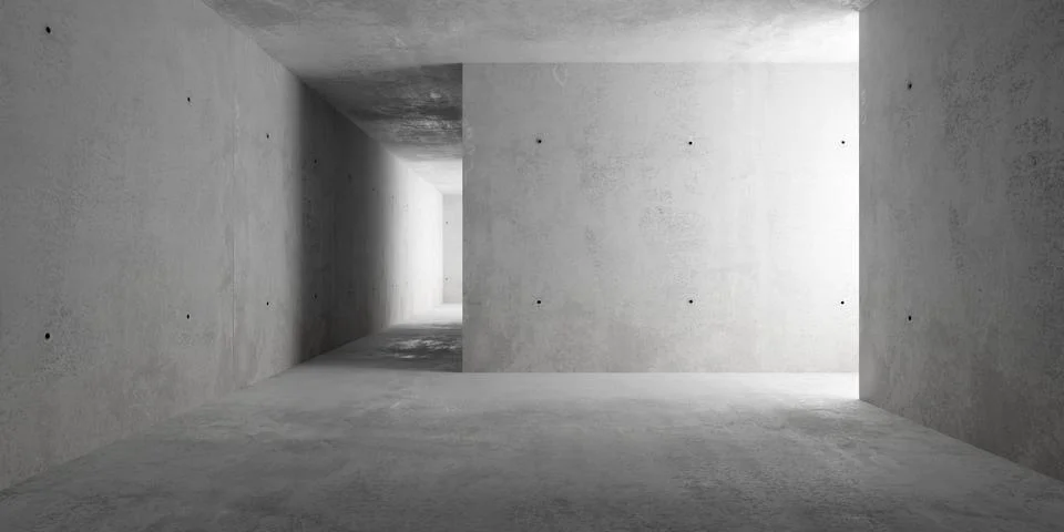 Abstract empty, modern concrete building rooms with corridor and rough floor  Ilustración de archivo
