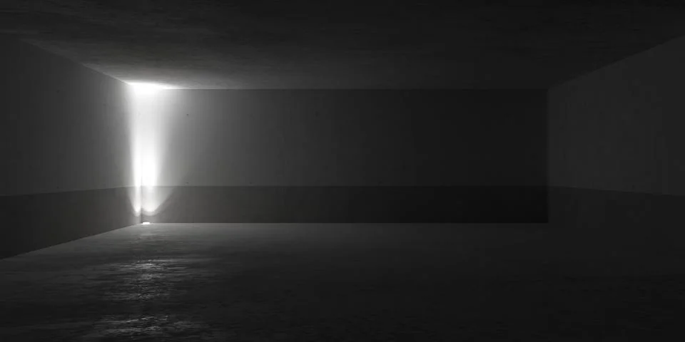 Abstract empty, modern concrete room with single spotlight from the bottom in Stock Illustration