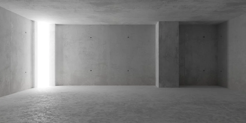 Abstract empty, modern concrete room with angled area light at the left, pi.. Stock Illustration