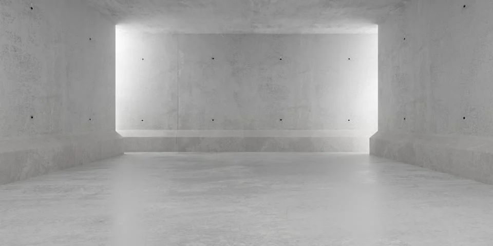 Abstract empty, modern concrete room with back light from right and left an.. Ilustración de archivo