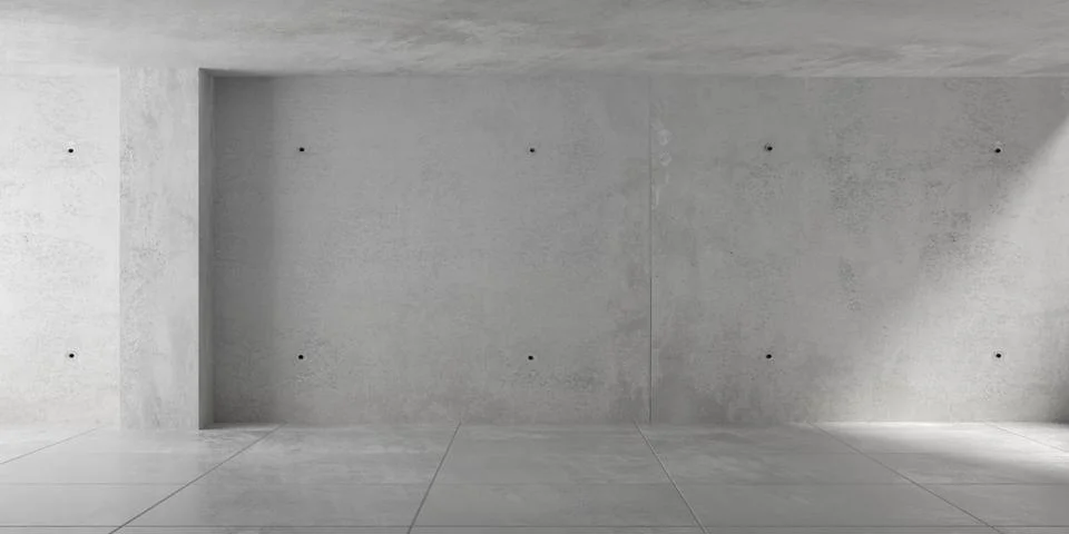 Abstract empty, modern concrete room with light shining in from the right a.. Ilustración de archivo
