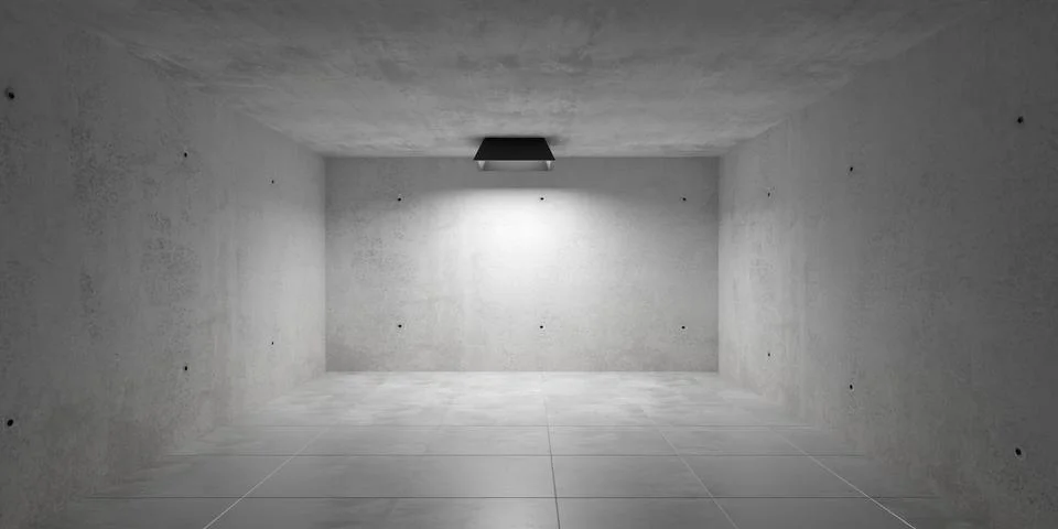 Abstract empty, modern concrete room with black ceiling spot light inthe ba.. Stock Illustration